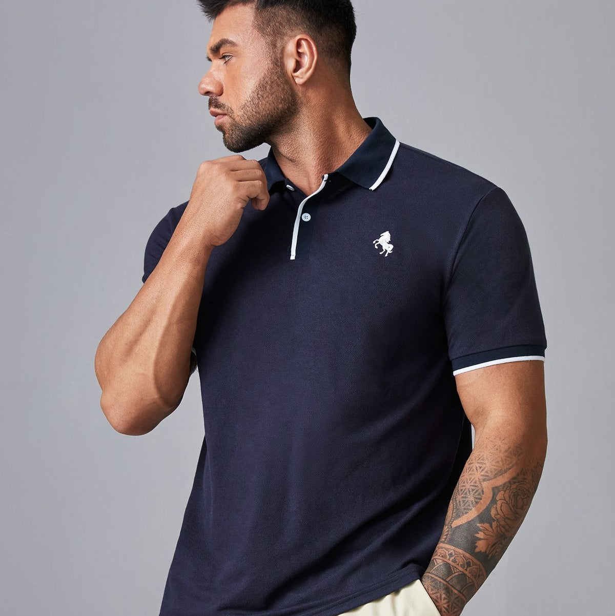 Premium Men's Classic Polo T-Shirt - Navy Blue